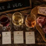 Bar à vin Grenoble : verres de vin et réservation sur table en bois