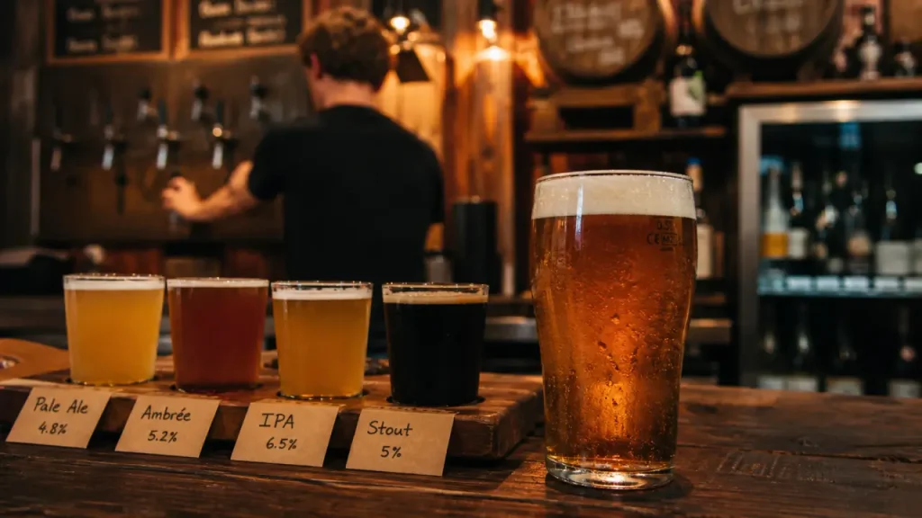 Brasserie artisanale Grenoble : pinte de pale ale et planche de dégustation en taproom