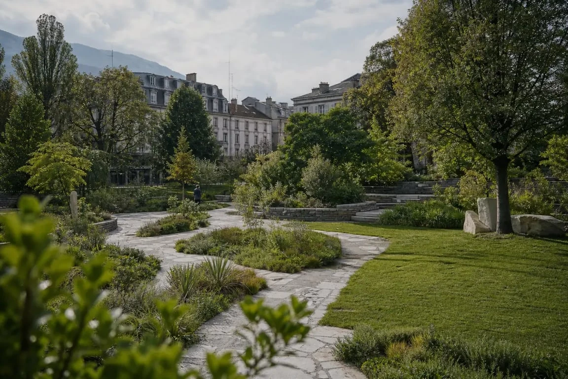 Jardin des plantes Grenoble vu d’ensemble au cœur de la ville