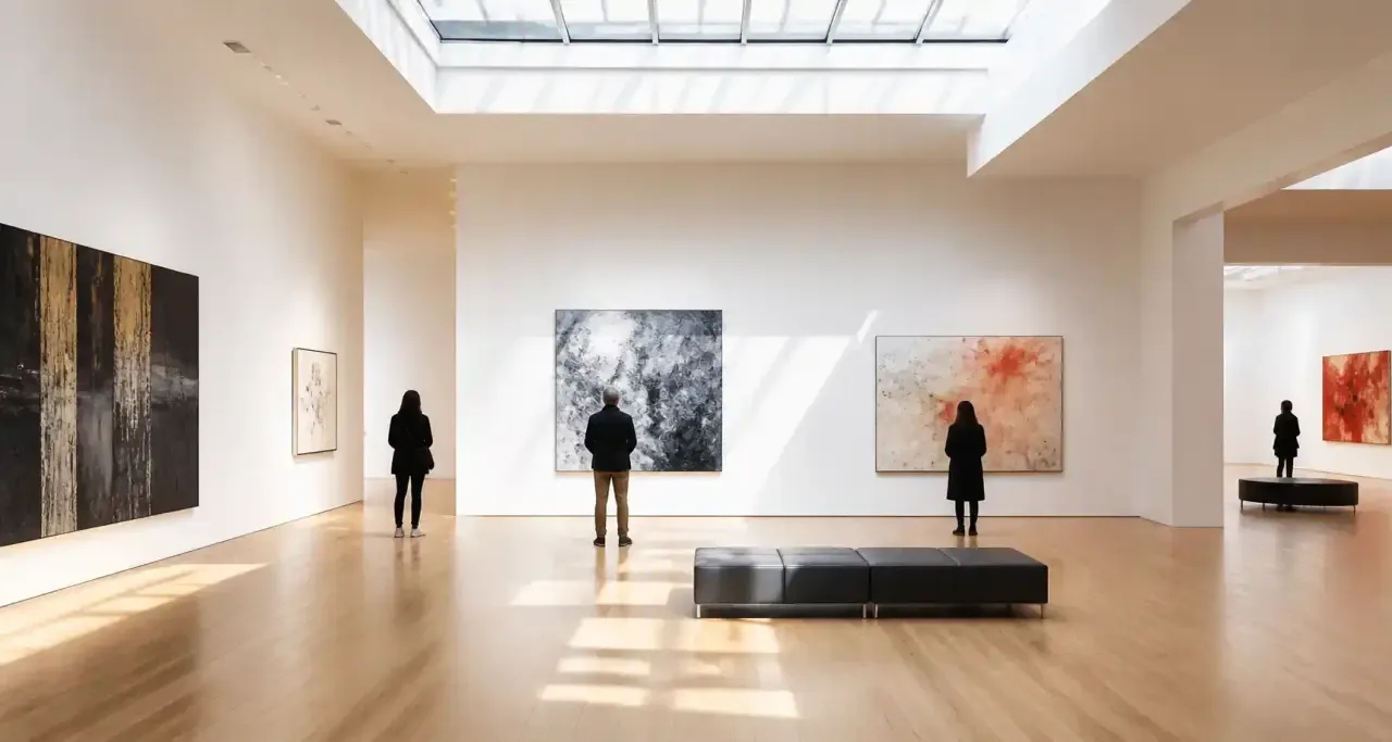 Visiteurs dans une galerie d'un musée à Grenoble