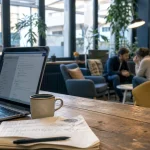coworking grenoble : ordinateur portable dans un espace partagé