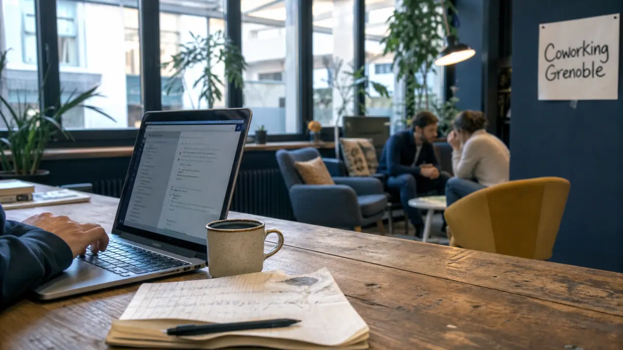 coworking grenoble : ordinateur portable dans un espace partagé