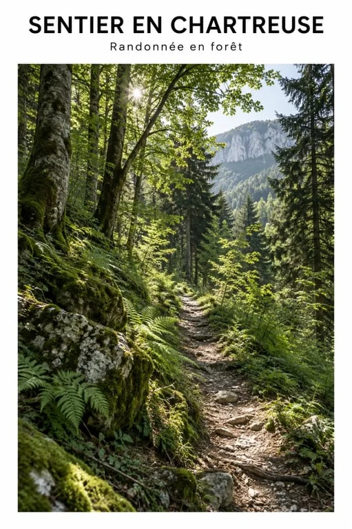 Sentier forestier apaisant au début de la randonnée la Pinéa en Chartreuse.