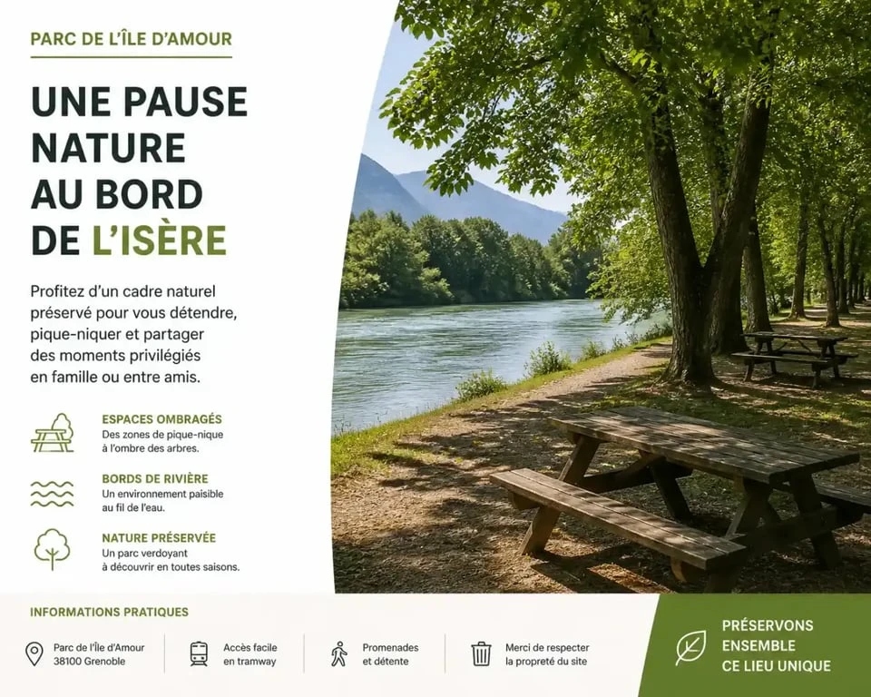 Zone de pique-nique au parc de l'Ile d'Amour