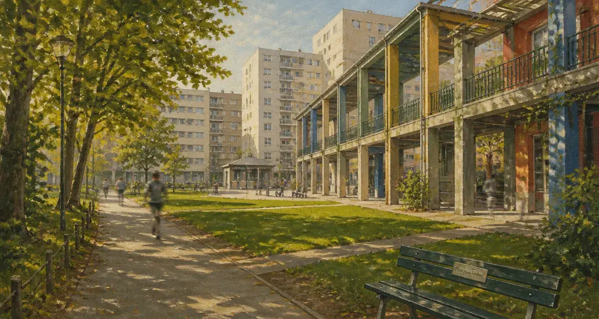 Villeneuve Grenoble : parc Jean Verlhac, Arlequin et passerelles